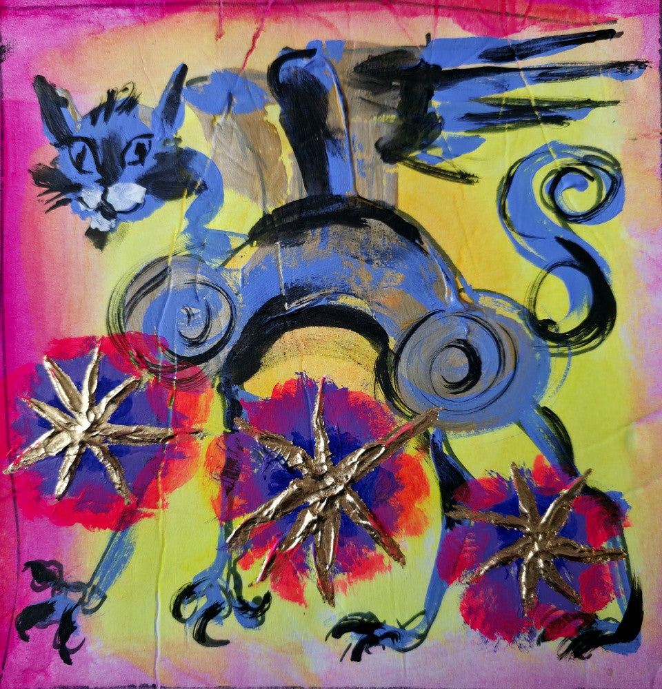 "Wing Cat and Stars"