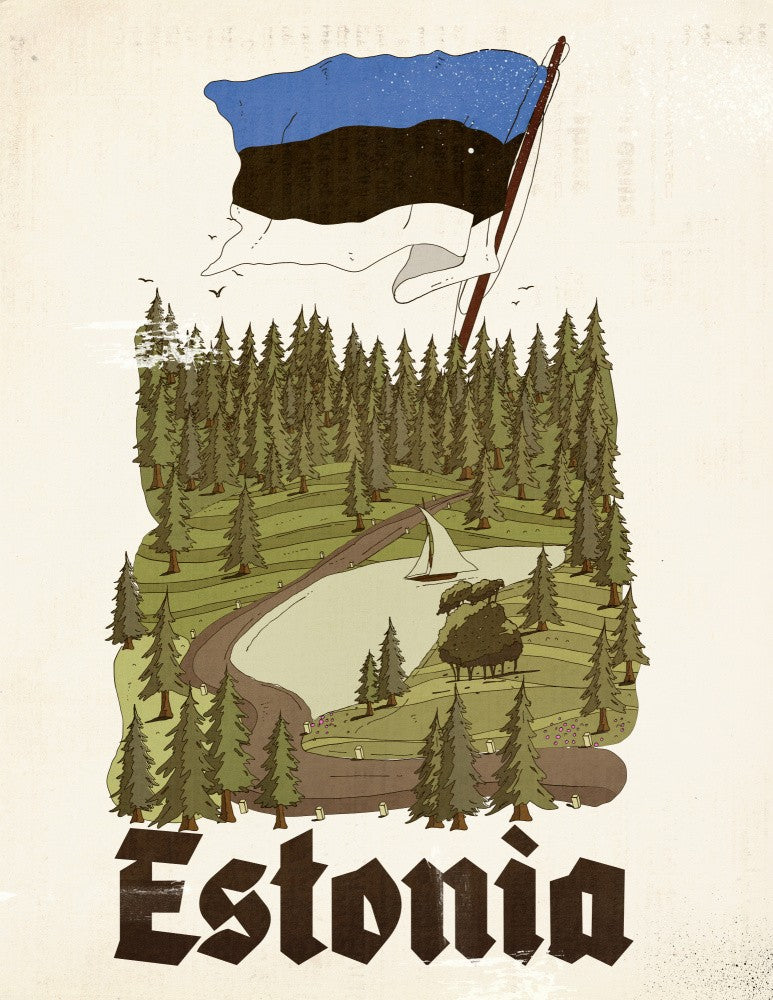 Estonia Vintage Travel Poster