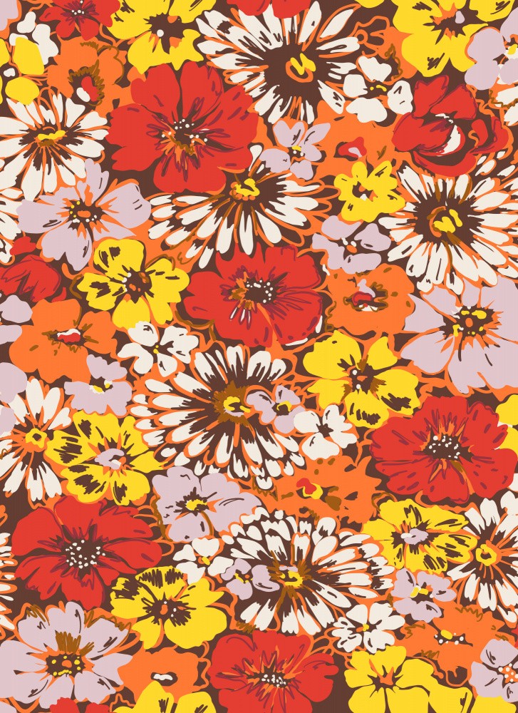 Deck Chair Retro Flowers Bold