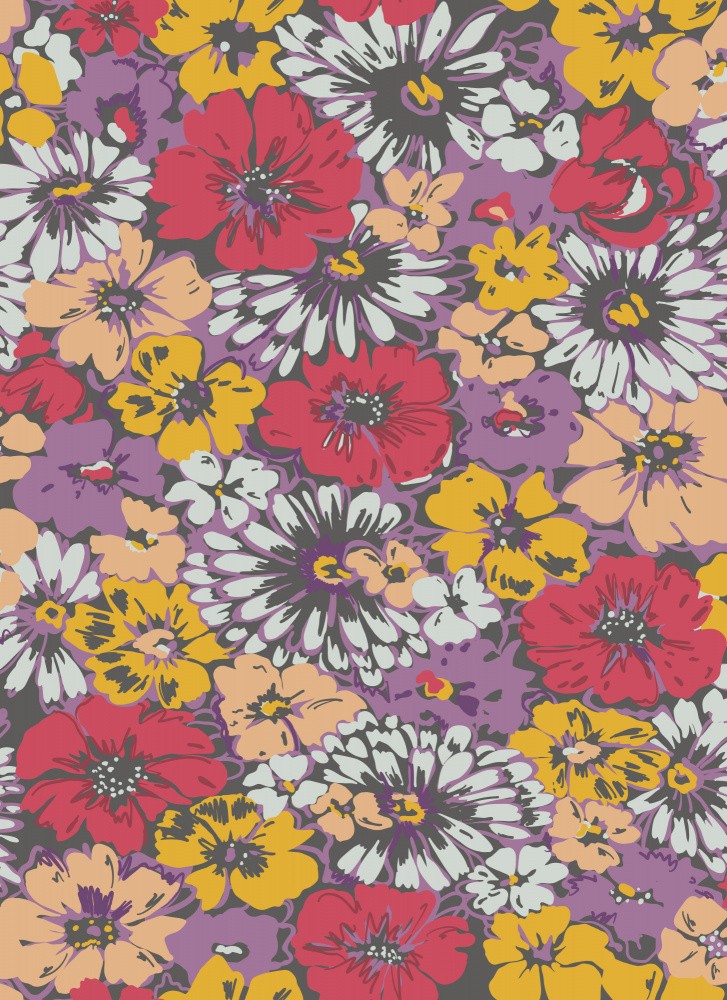 Deck Chair Retro Flowers Muted