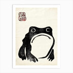 Set of 2 Frog Matsumoto Hoji Inspired Frog On Vintage Paper Japanese