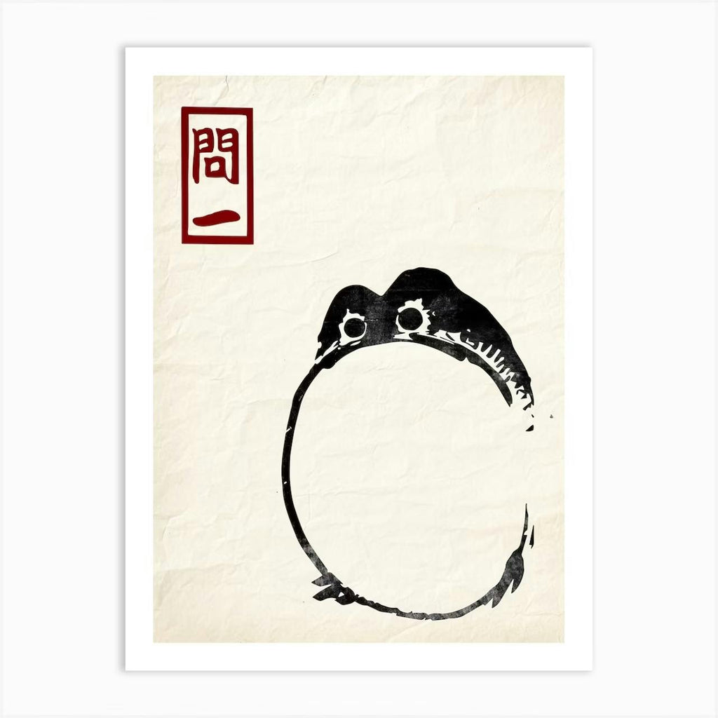 Set of 2 Frog Matsumoto Hoji Inspired Frog On Vintage Paper Japanese