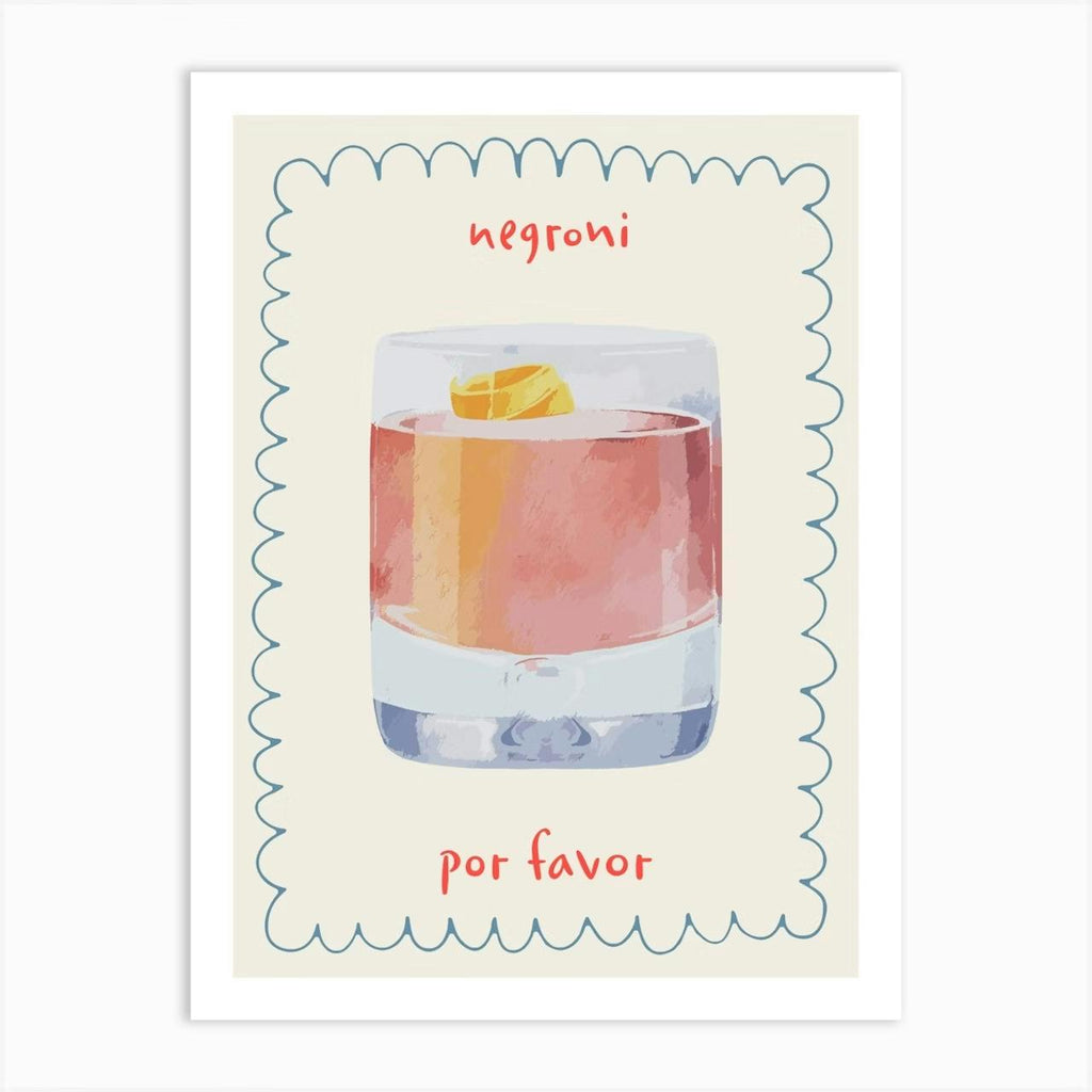 Set of 3 Cocktails Illustrations Margarita Cosmo Negroni