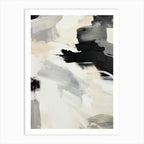 Set of 3 Abstract Brush Strokes Painting Black White Neutrals