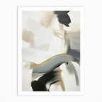 Set of 3 Abstract Brush Strokes Painting Black White Neutrals