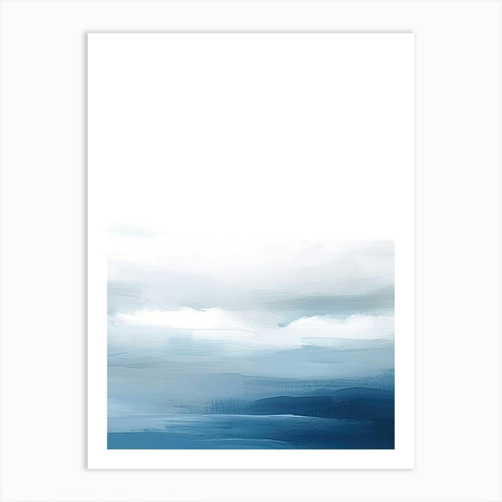 Set of 3 Watercolour Blue White Abstract Water Painting