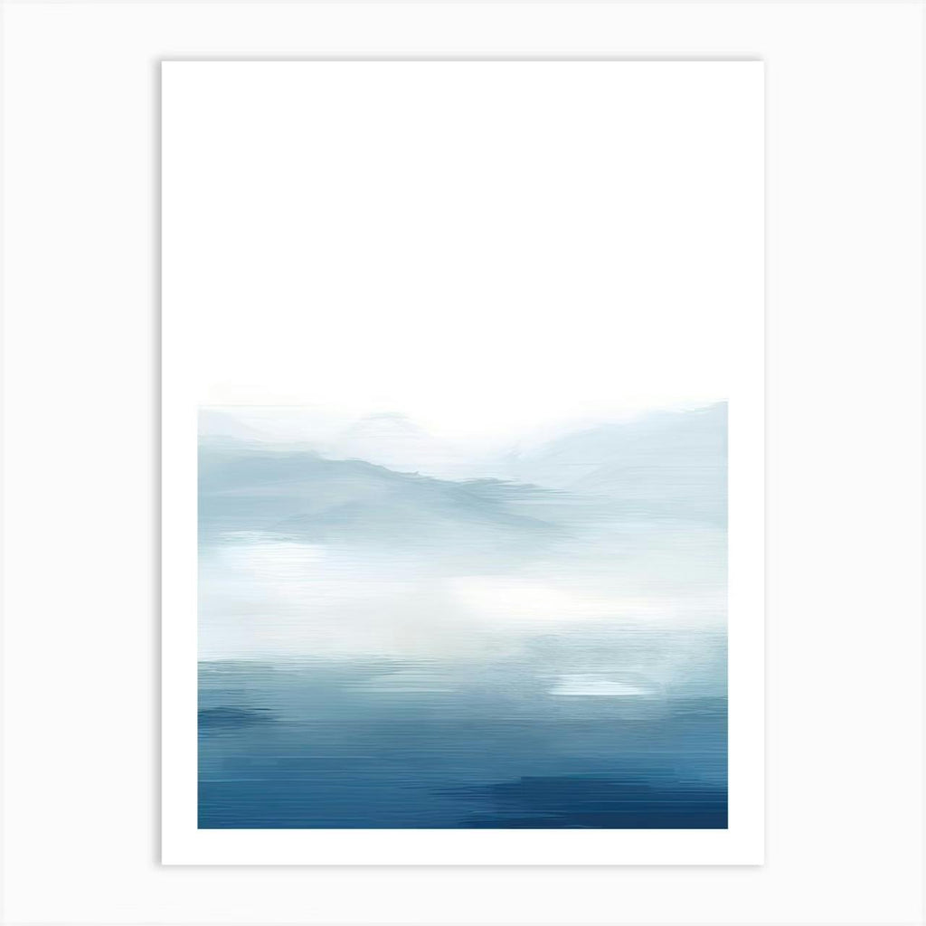 Set of 3 Watercolour Blue White Abstract Water Painting