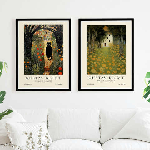 Set of 2 Gustav Klimt Cat Garden Citrus