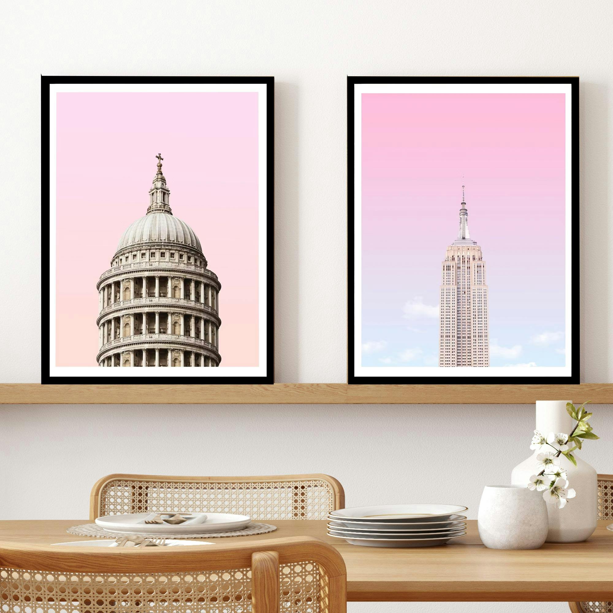 Set of 2 Pink Urban Photography London New York