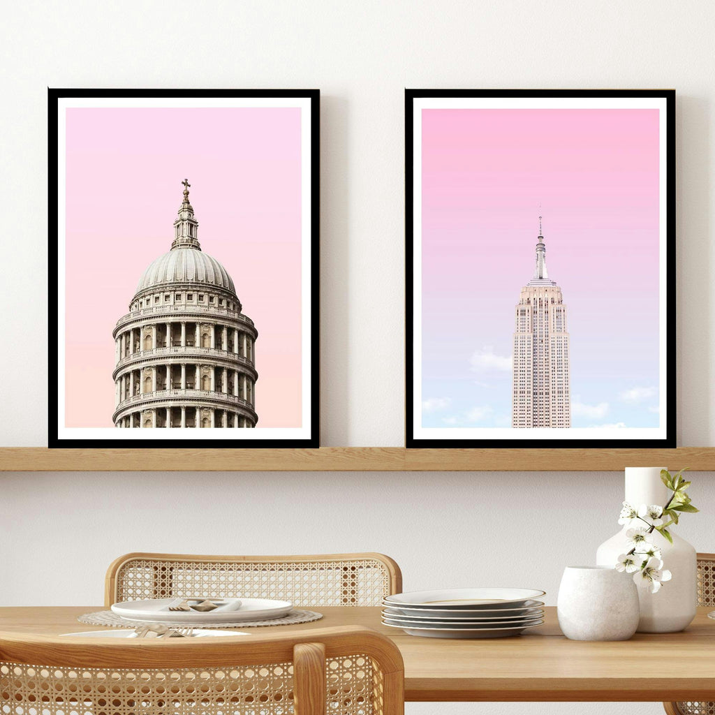 Set of 2 Pink Urban Photography London New York