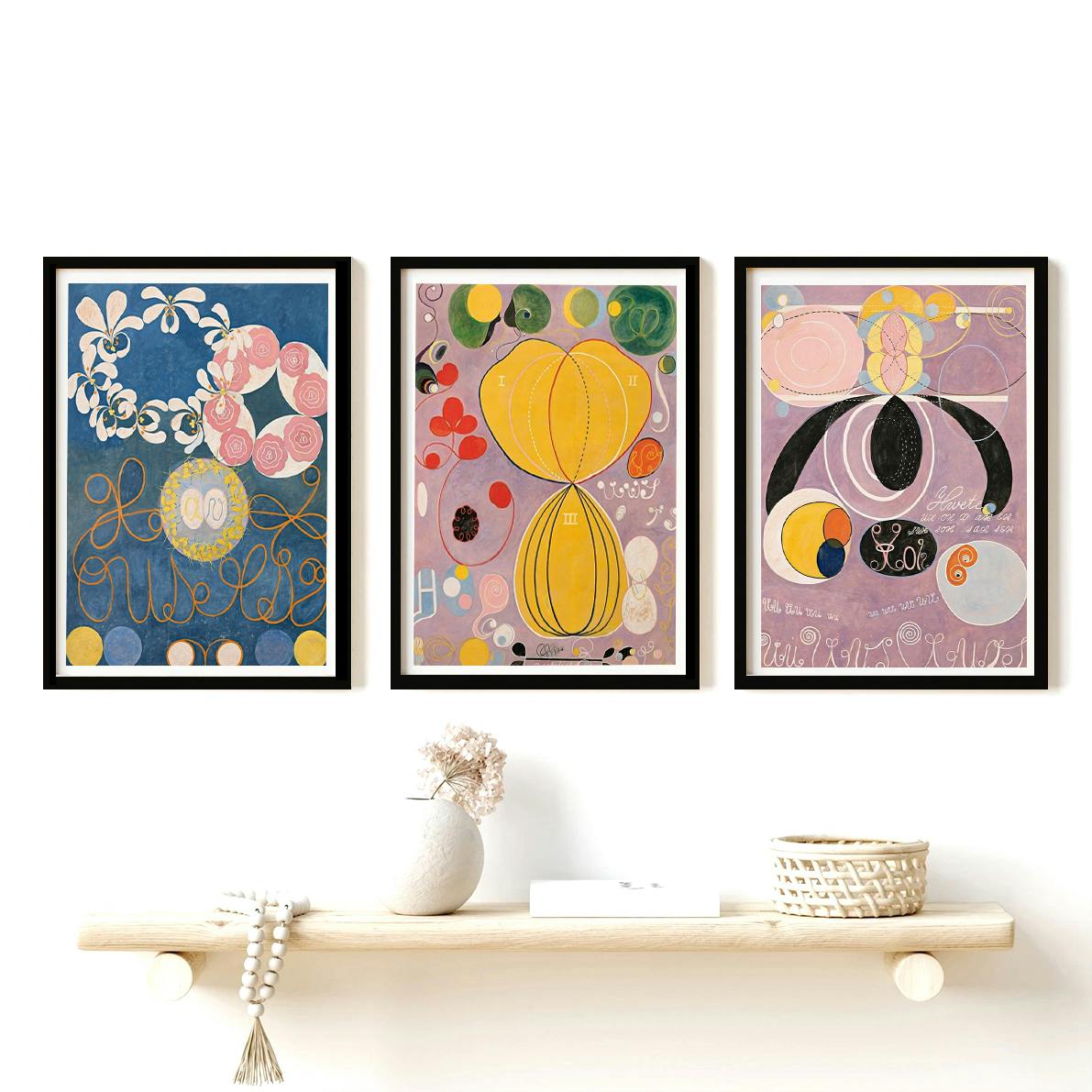 Set of 3 Hilma Af Klint Abstract Pastel Colours Classic