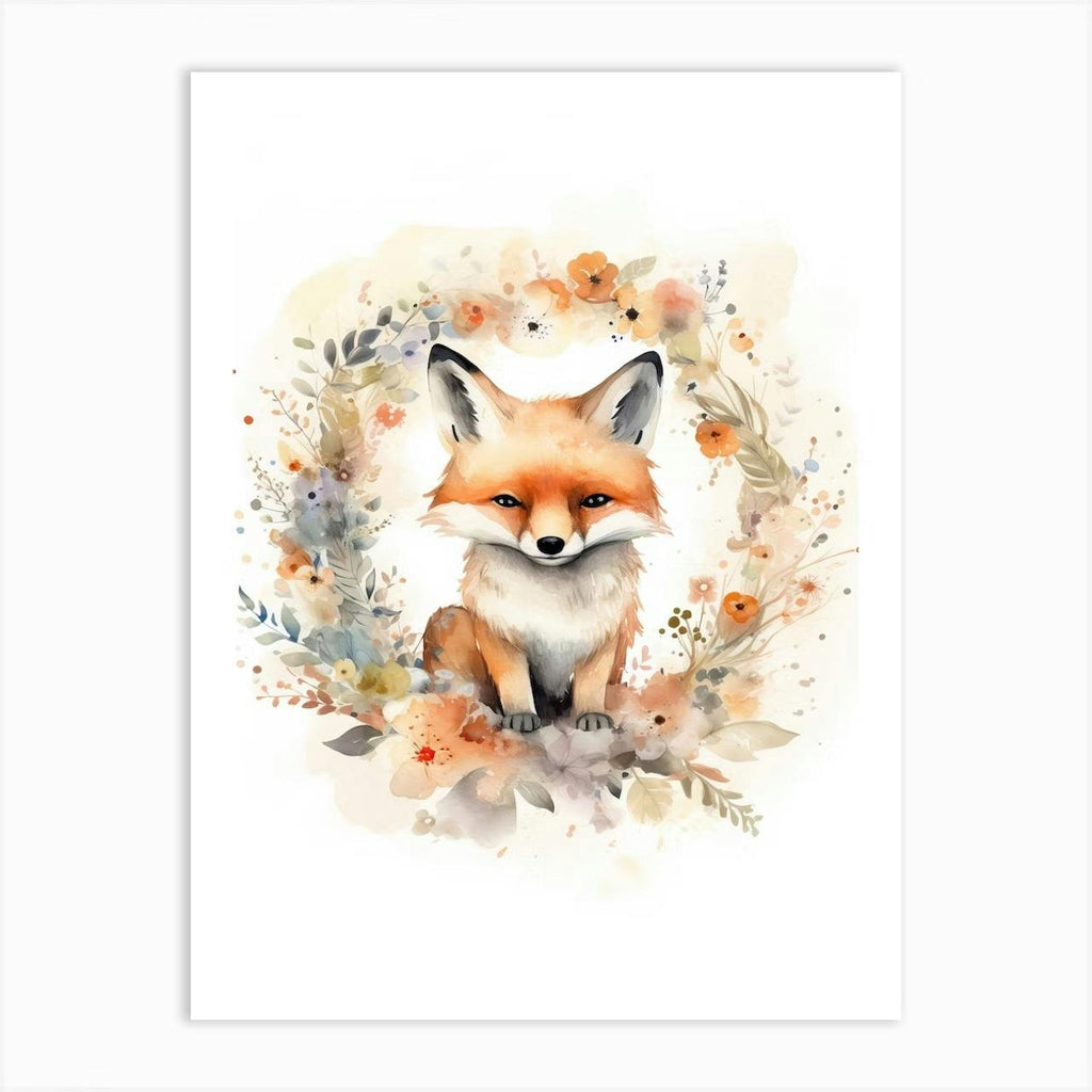 Set of 3 Animals Watercolour Flowers Nursery