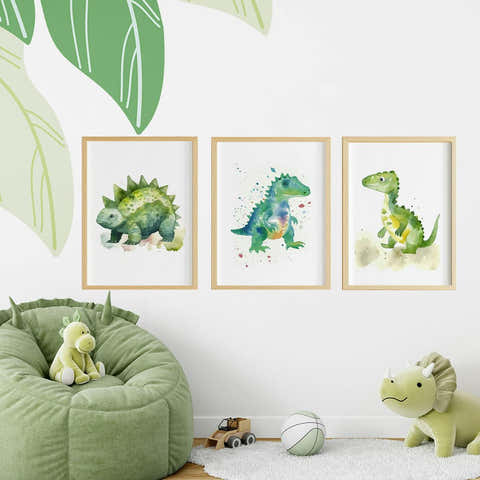Set of 3 Dinosaurs Watercolour Kids