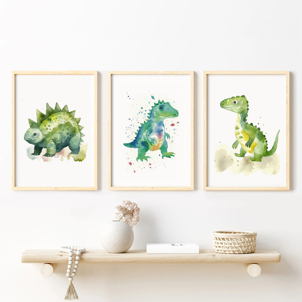 Set of 3 Dinosaurs Watercolour Kids