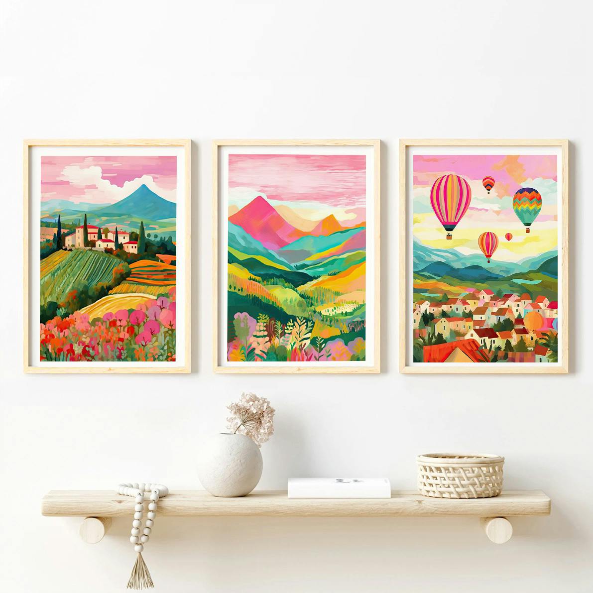 Set of 3 Travel Art Collection Colourful
