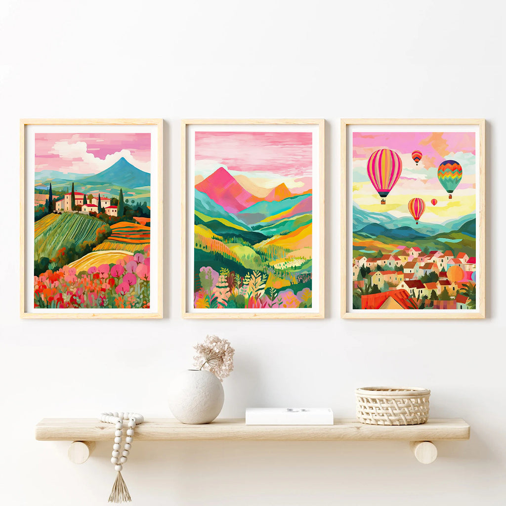 Set of 3 Travel Art Collection Colourful