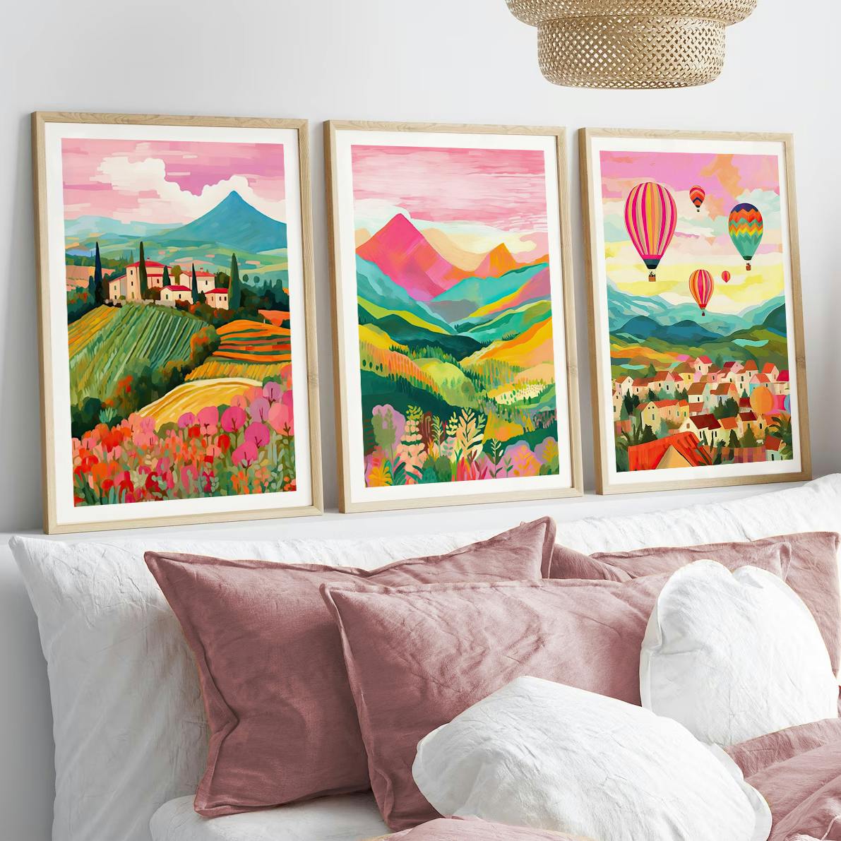 Set of 3 Travel Art Collection Colourful