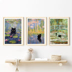Set of 3 Black Cats Monet Inspired