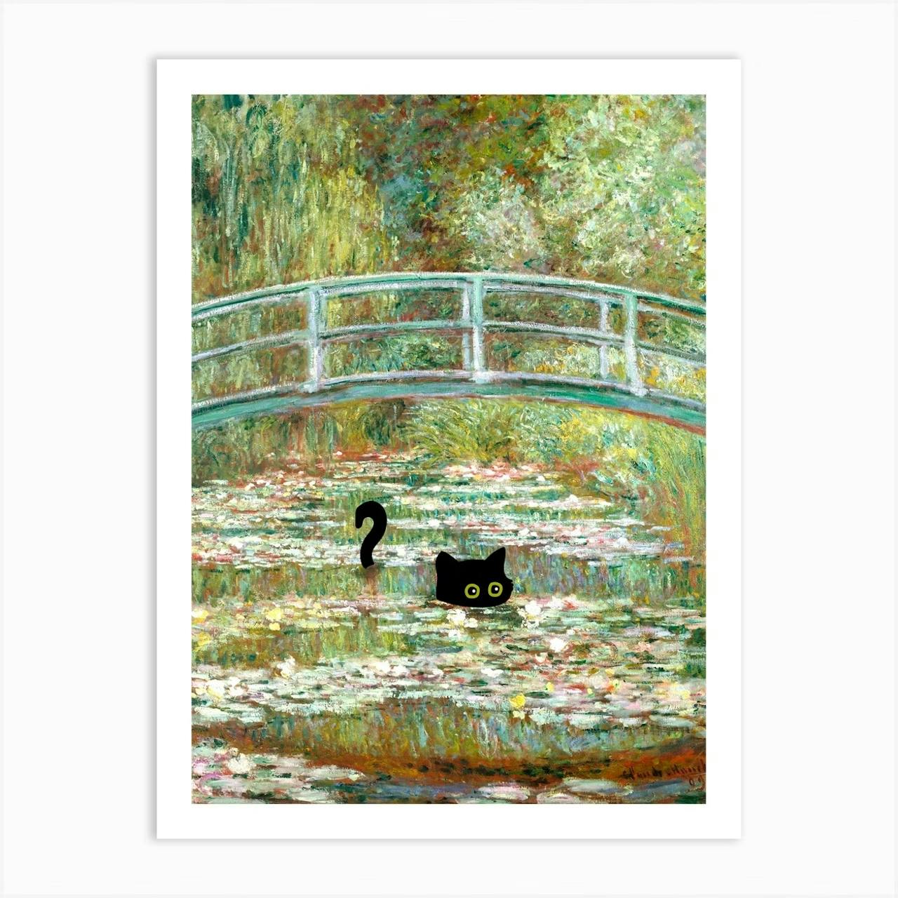 Set of 3 Black Cats Monet Inspired