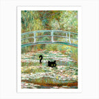 Set of 3 Black Cats Monet Inspired