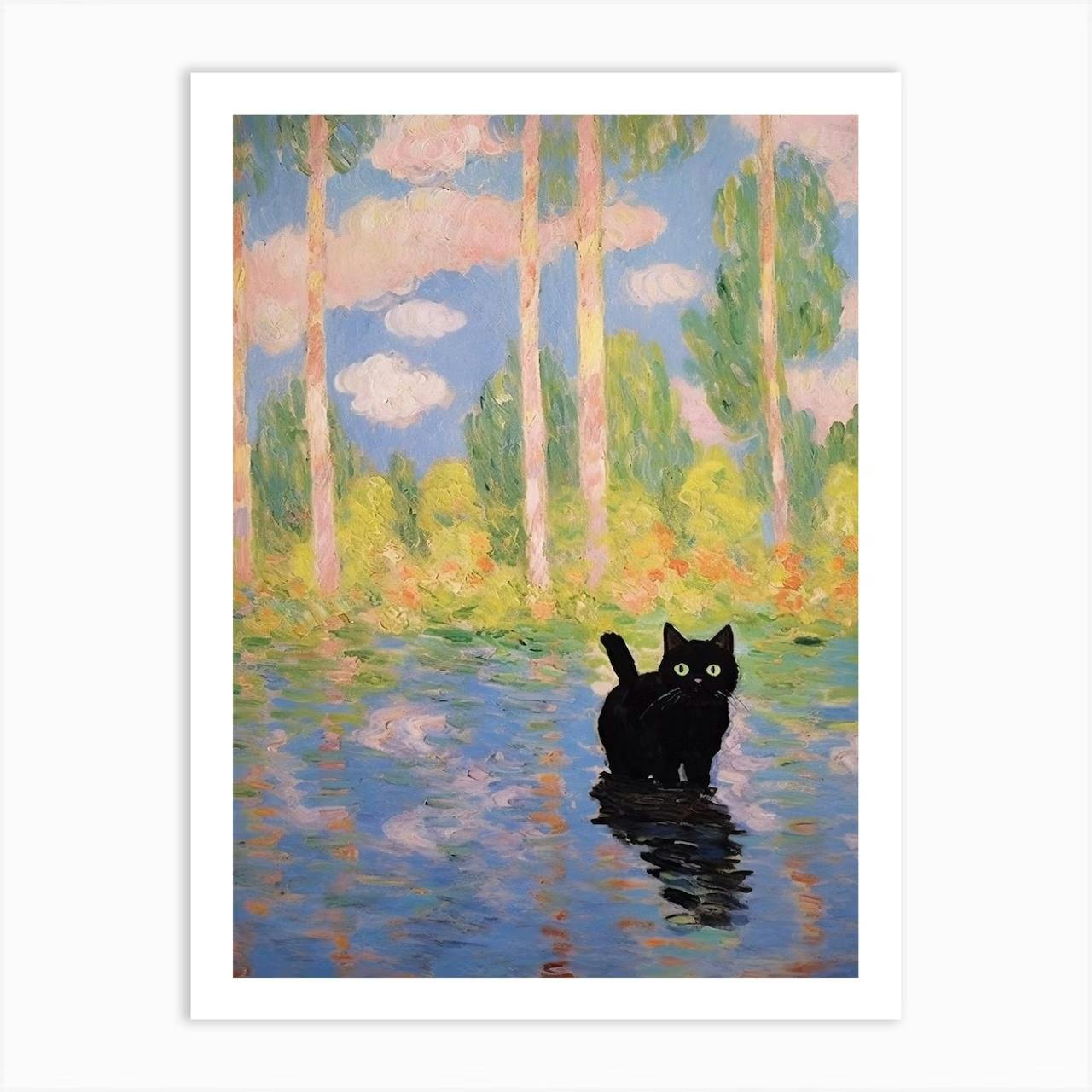 Set of 3 Black Cats Monet Inspired