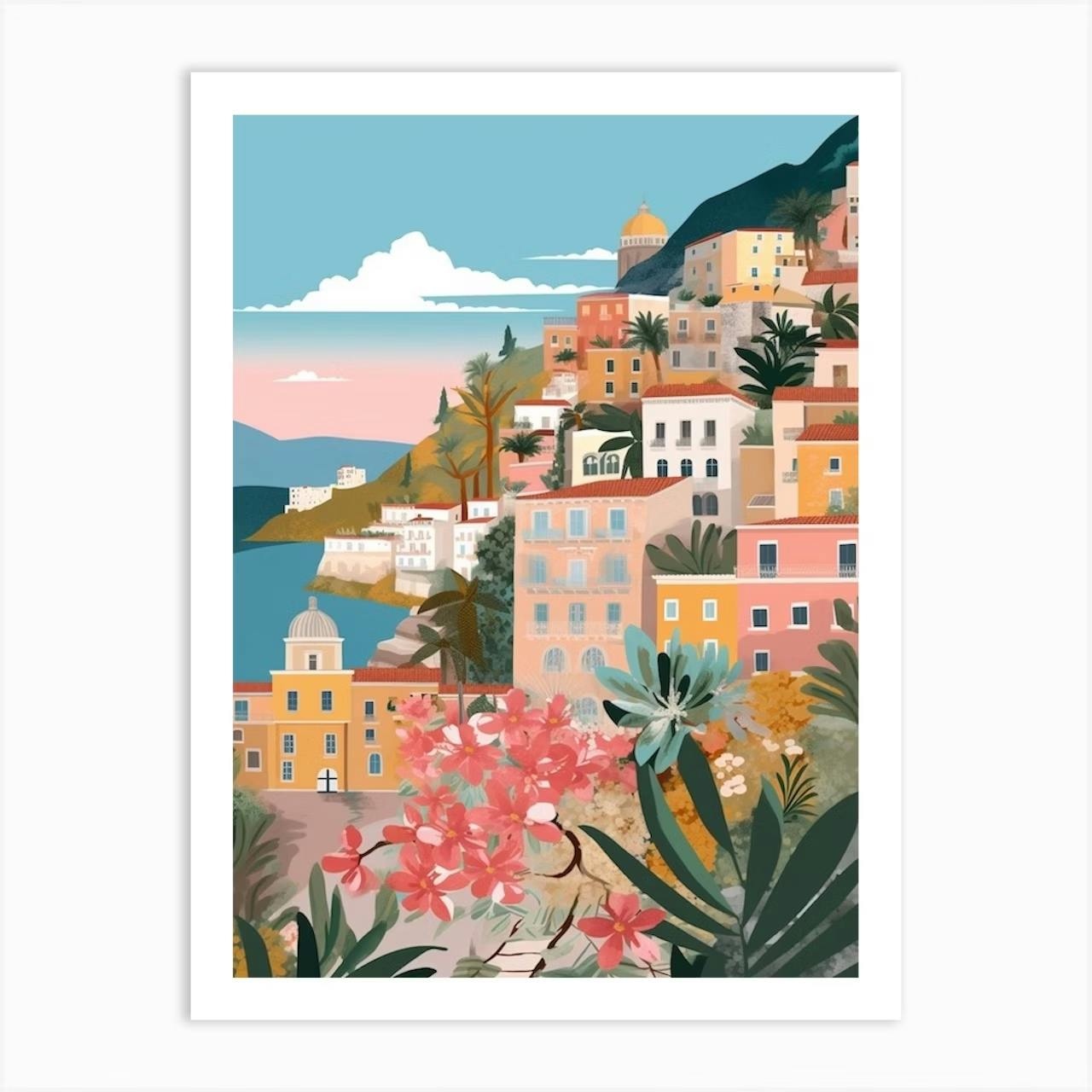 Set of 2 Travel Art Amalfi Coast painting