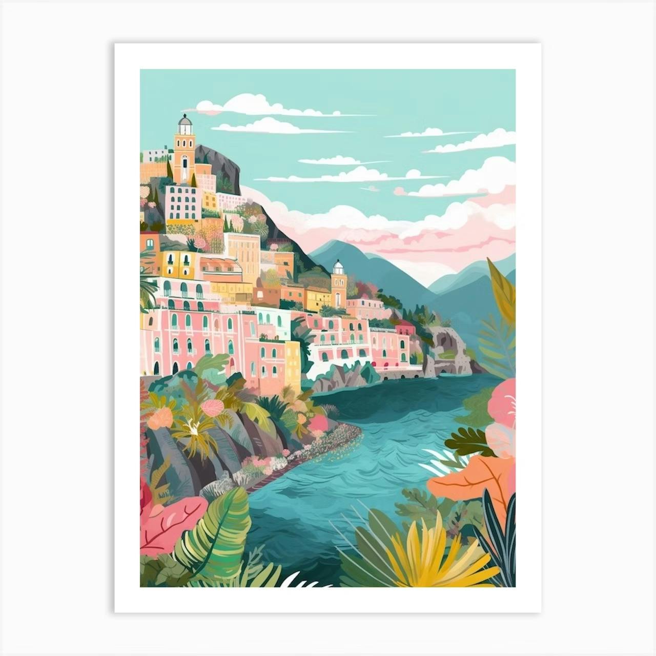 Set of 2 Travel Art Amalfi Coast painting