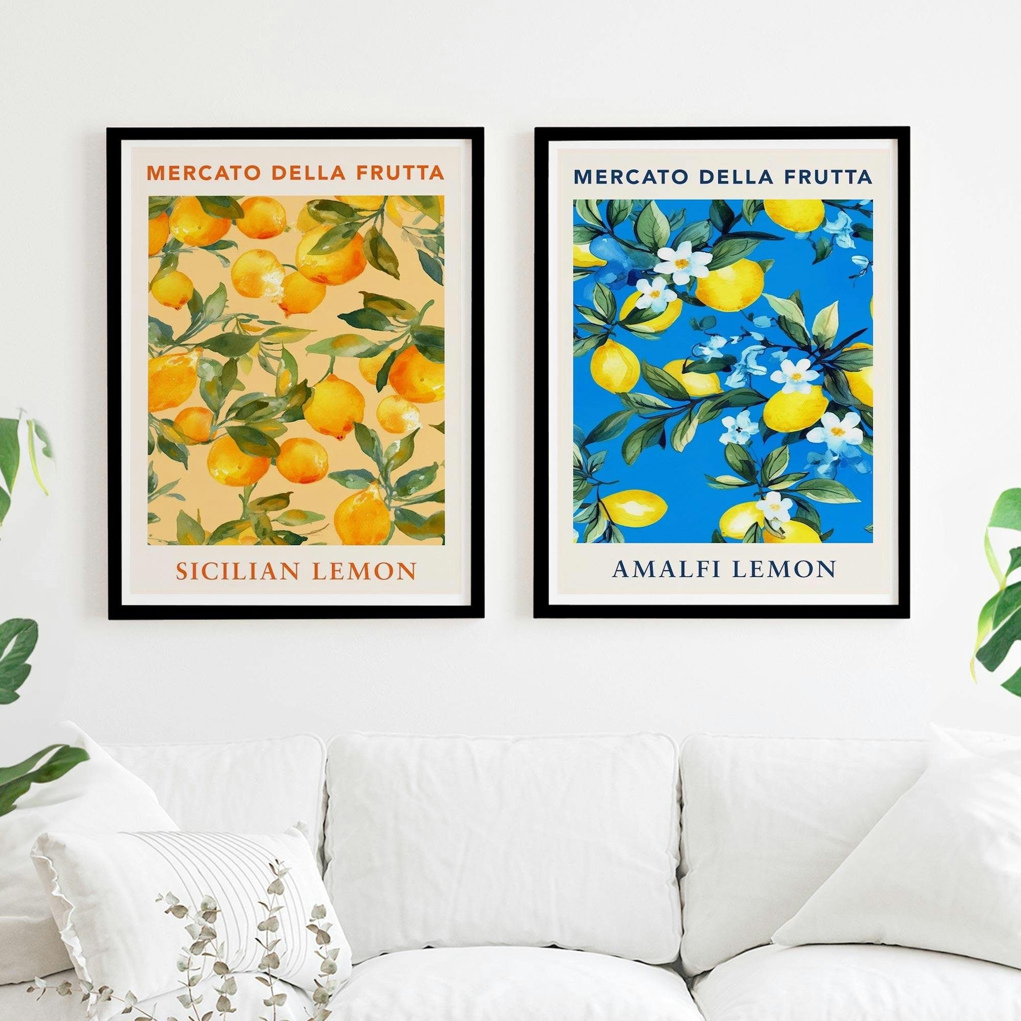 Set of 2 Italian Fruit Market Lemons