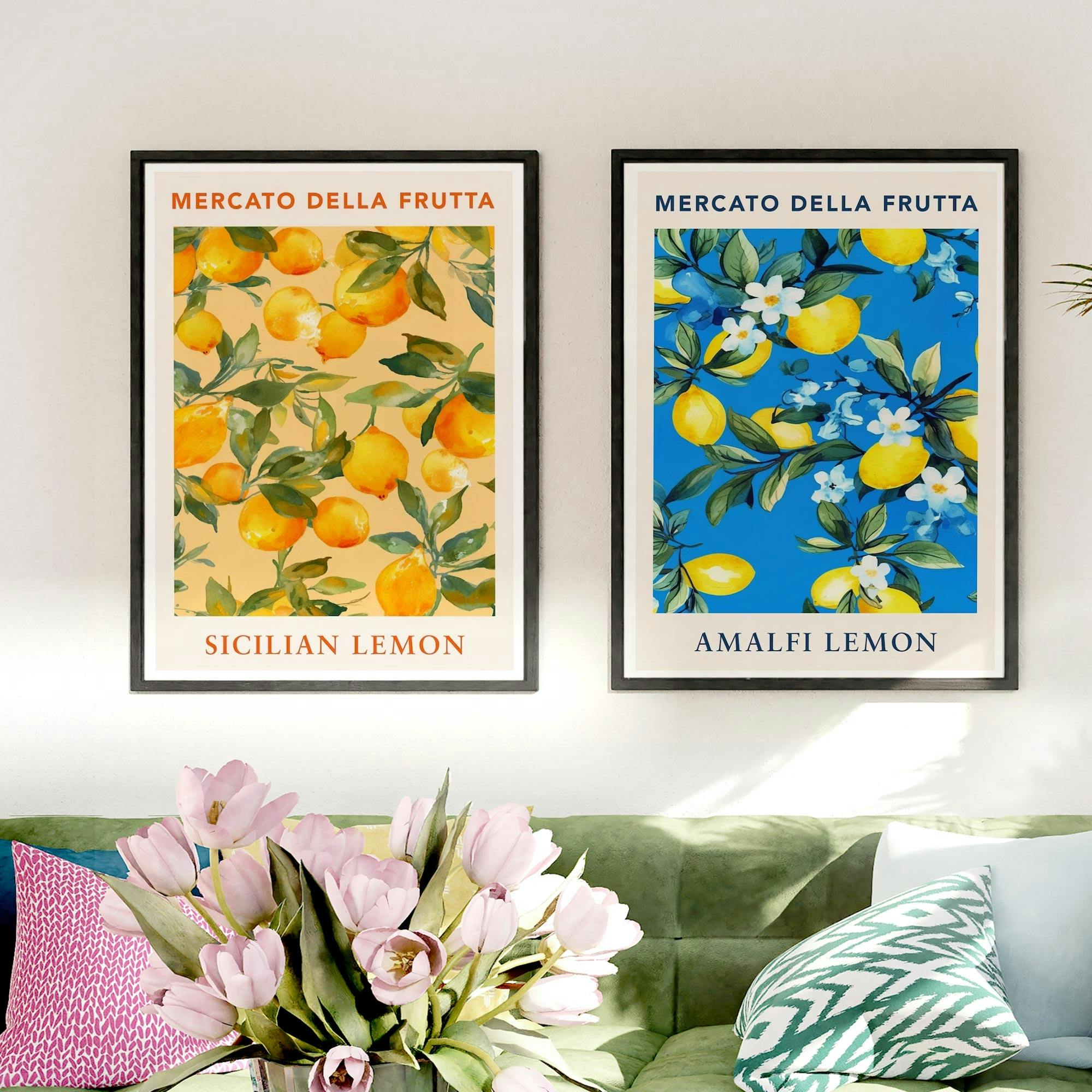 Set of 2 Italian Fruit Market Lemons