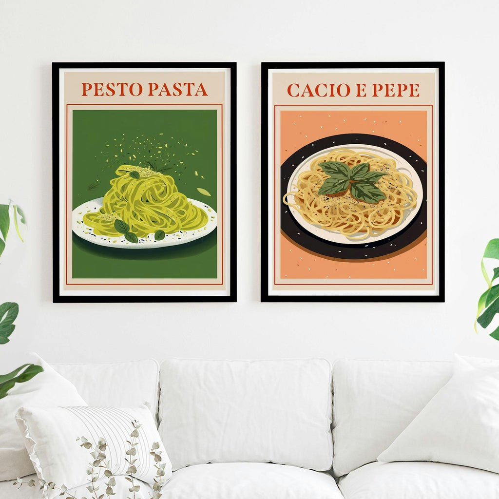 Set of 2 Italian Pasta Food Pesto Cacio e Pepe