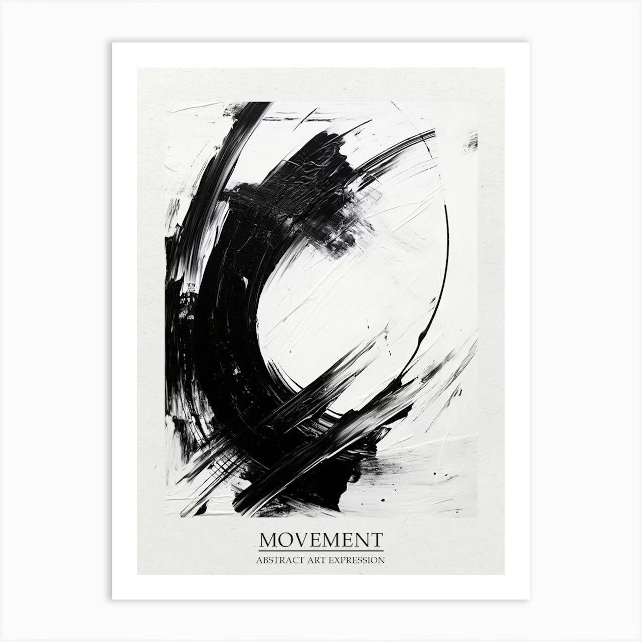 Set of 2 Black and White Abstract Ink