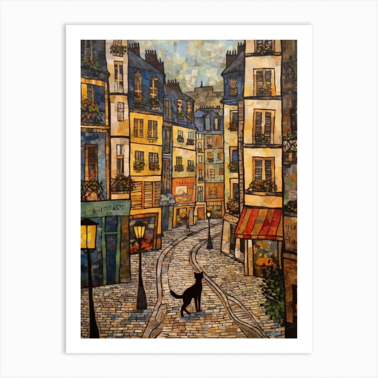 Set of 2 City Cats in Amsterdam Travel Painting
