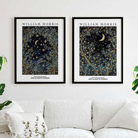 Set of 2 William Morris Moon and Stars