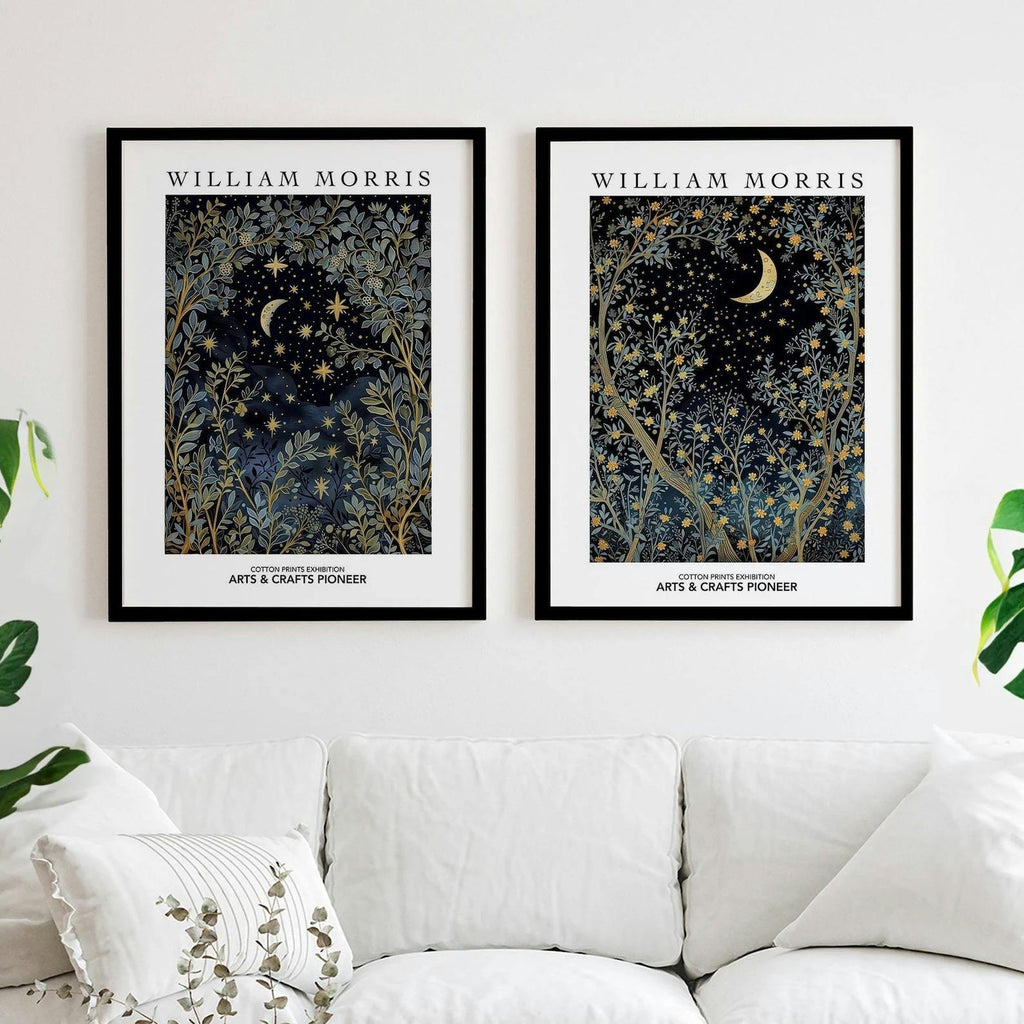 Set of 2 William Morris Moon and Stars