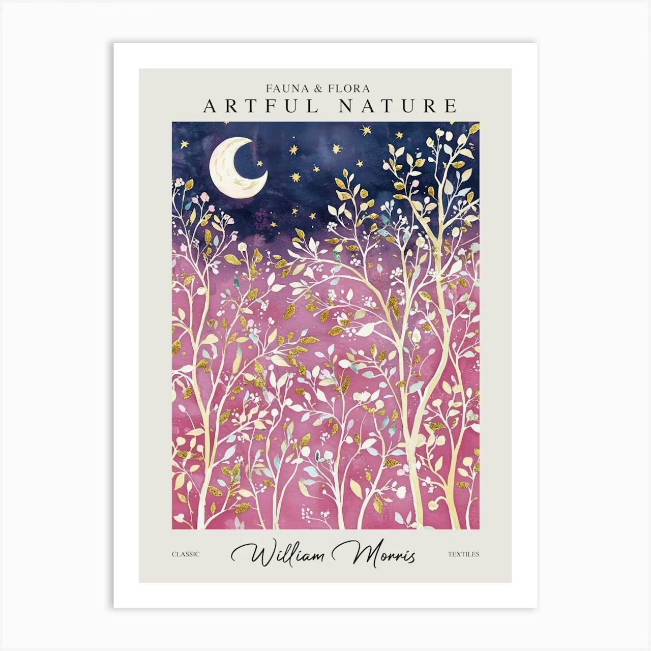 Set of 2 William Morris Moon and Stars Pink and Blue