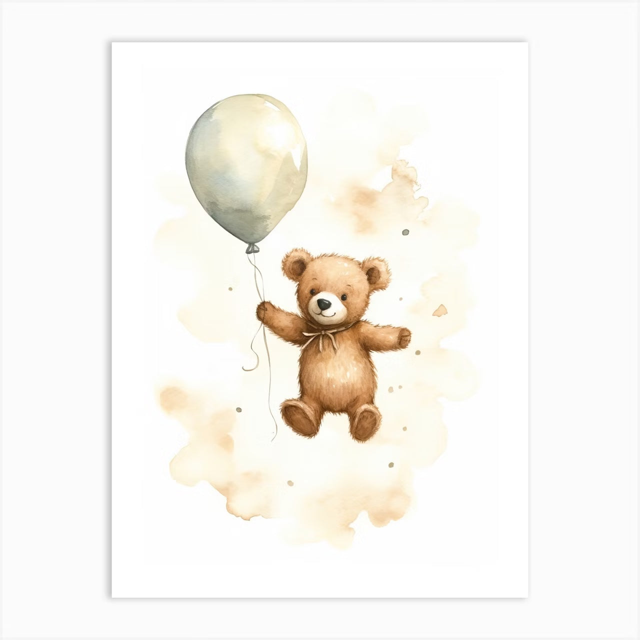 Set of 3 Nursery Art Animals with Balloons Watercolour