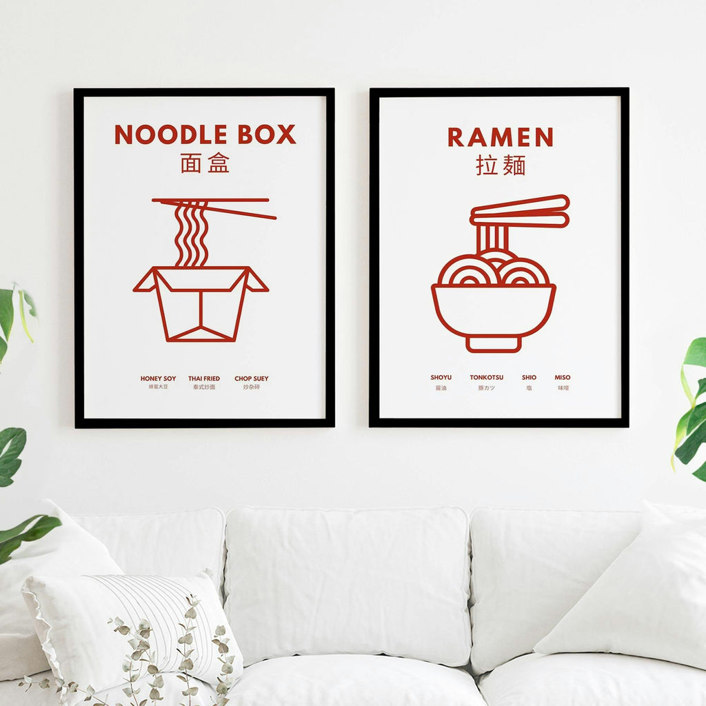 Set of 2 Ramen and Noodles Kitchen Food Art