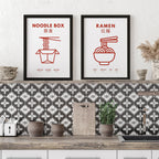Set of 2 Ramen and Noodles Kitchen Food Art