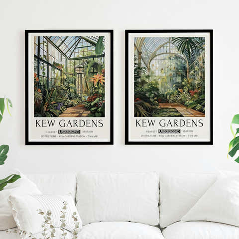 Set of 2 William Morris Prints Kew Gardens Botanical Greenhouse