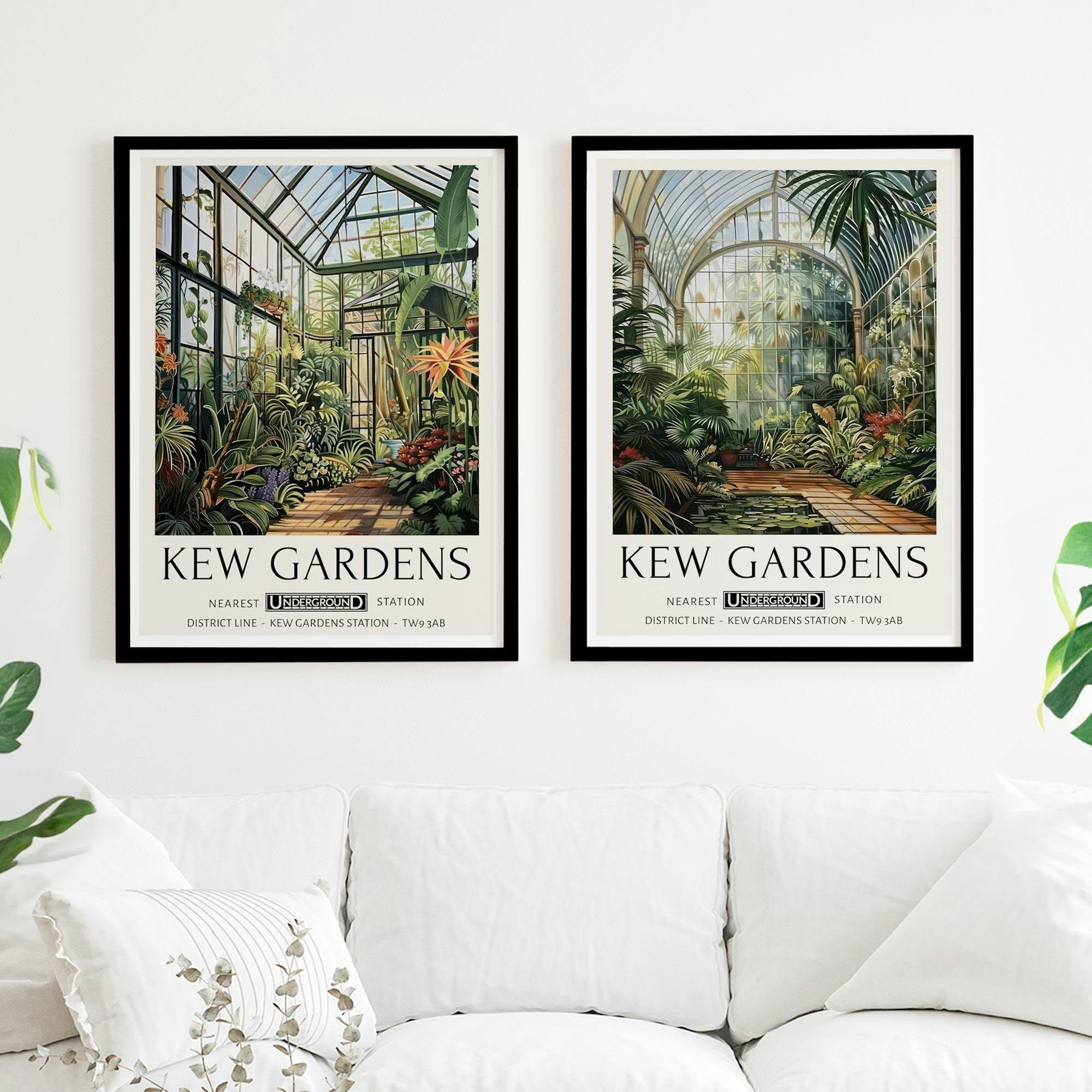 Set of 2 William Morris Prints Kew Gardens Botanical Greenhouse