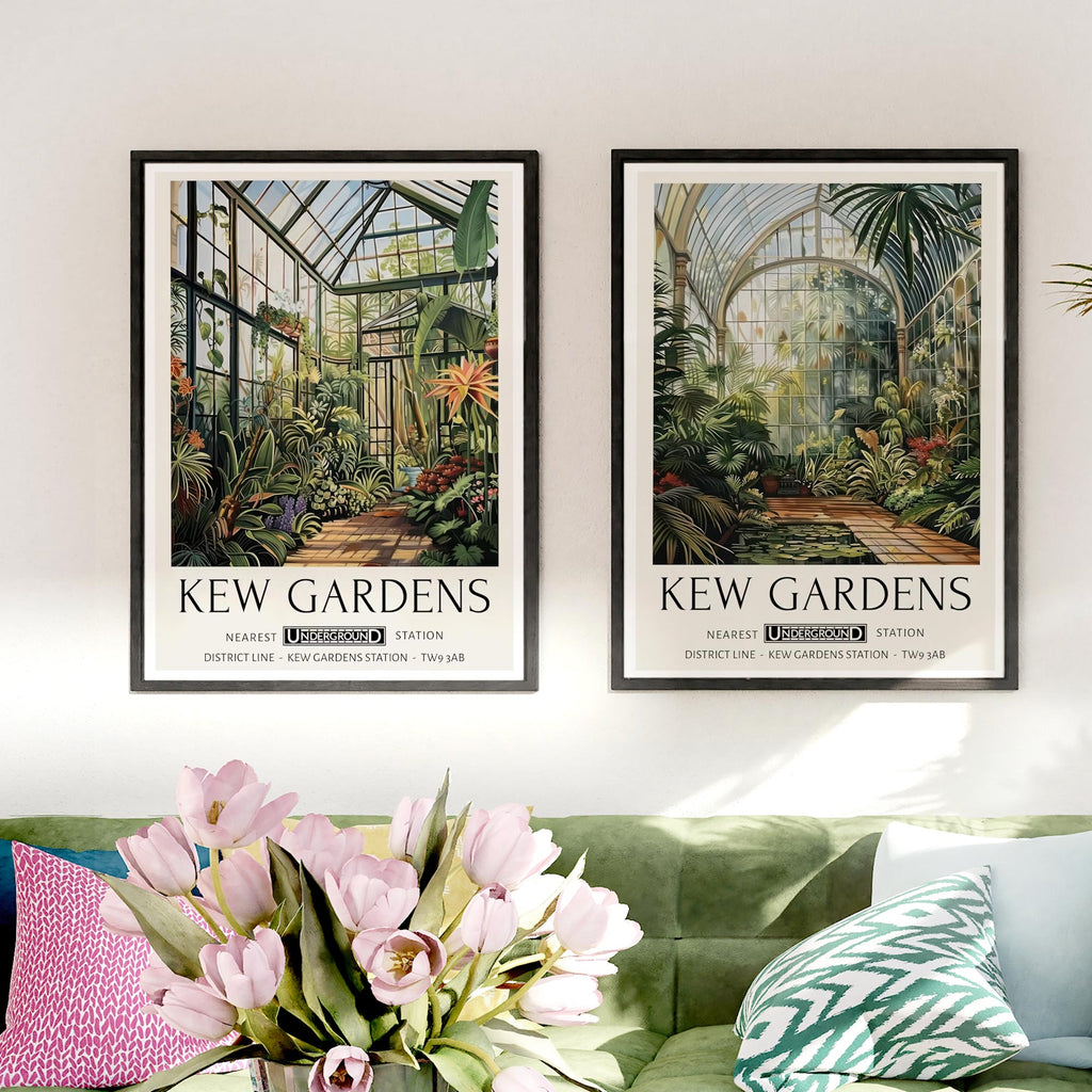 Set of 2 William Morris Prints Kew Gardens Botanical Greenhouse