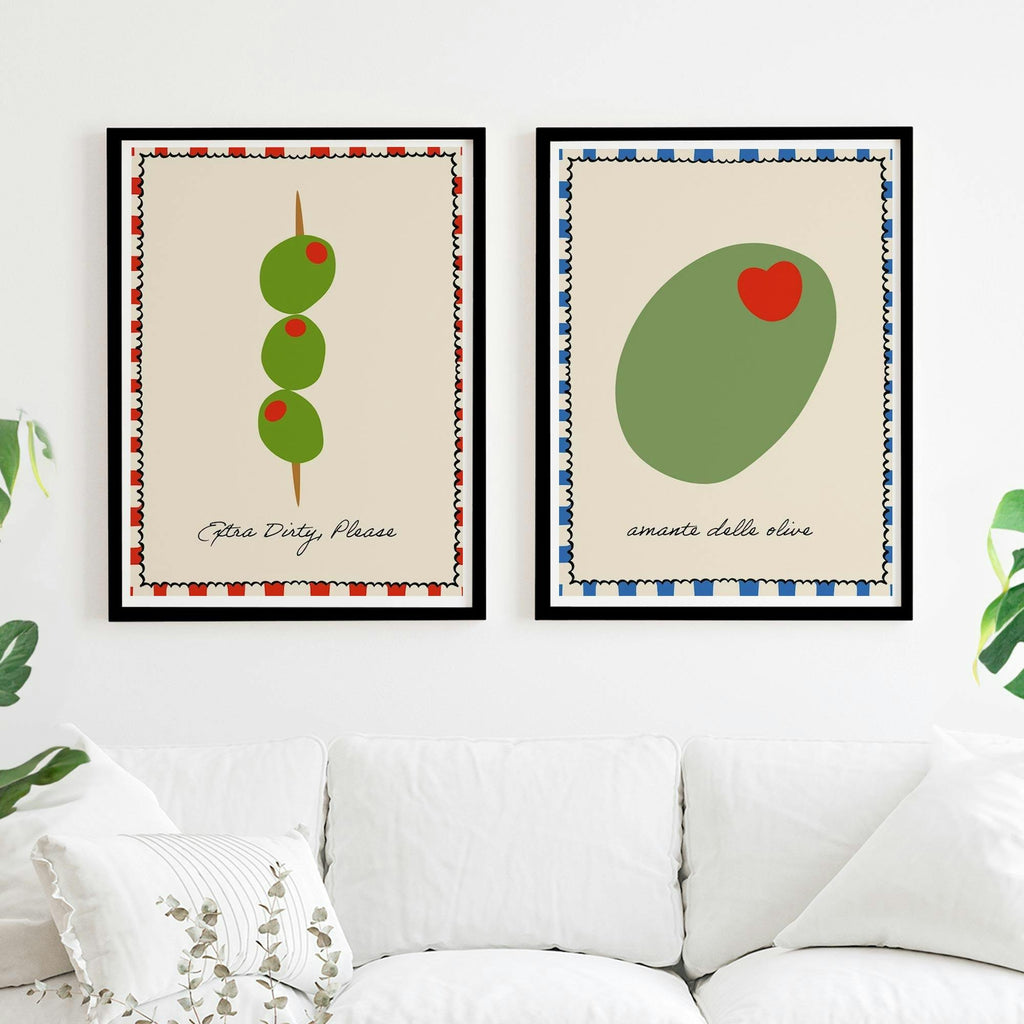 Set of 2 Olive Lovers Kitchen Illustration