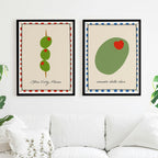 Set of 2 Olive Lovers Kitchen Illustration