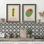 Set of 2 Olive Lovers Kitchen Illustration