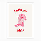 Set of 2 Western Let's Go Girls retro star Cowgirl