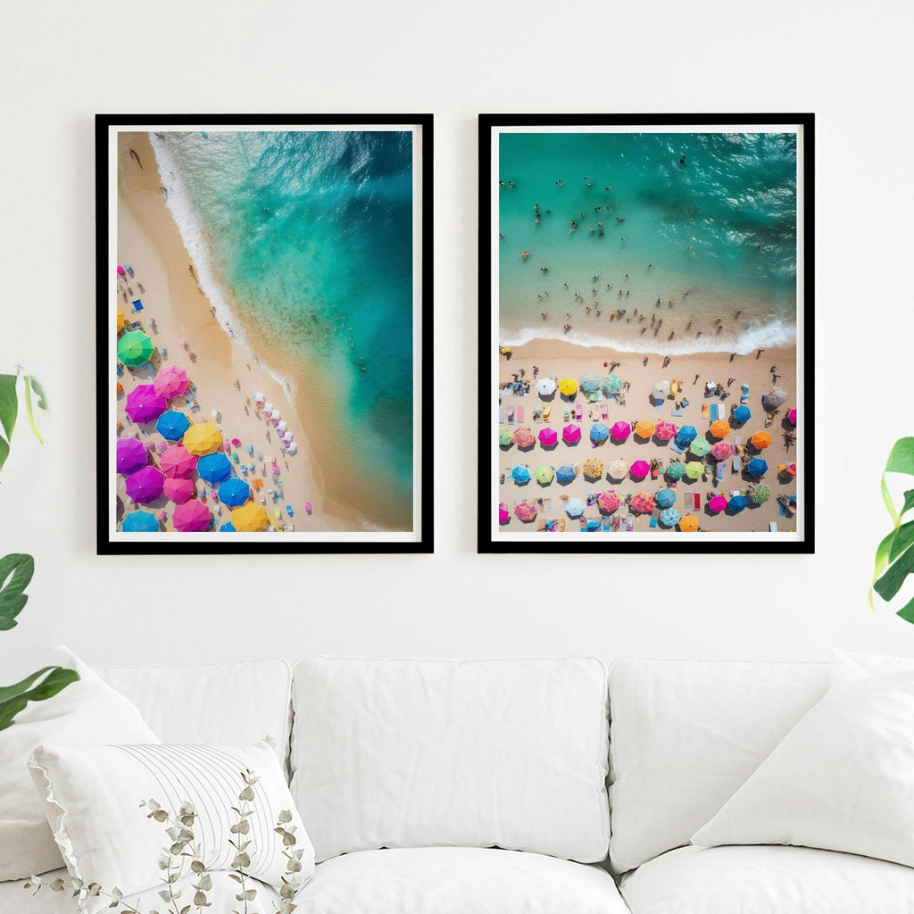 Set of 2 Beach Aerial View Coastal