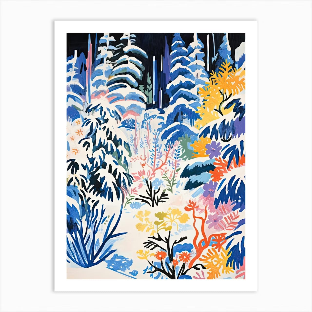 Set of 2 Winter Snow Forest Art Day and Night