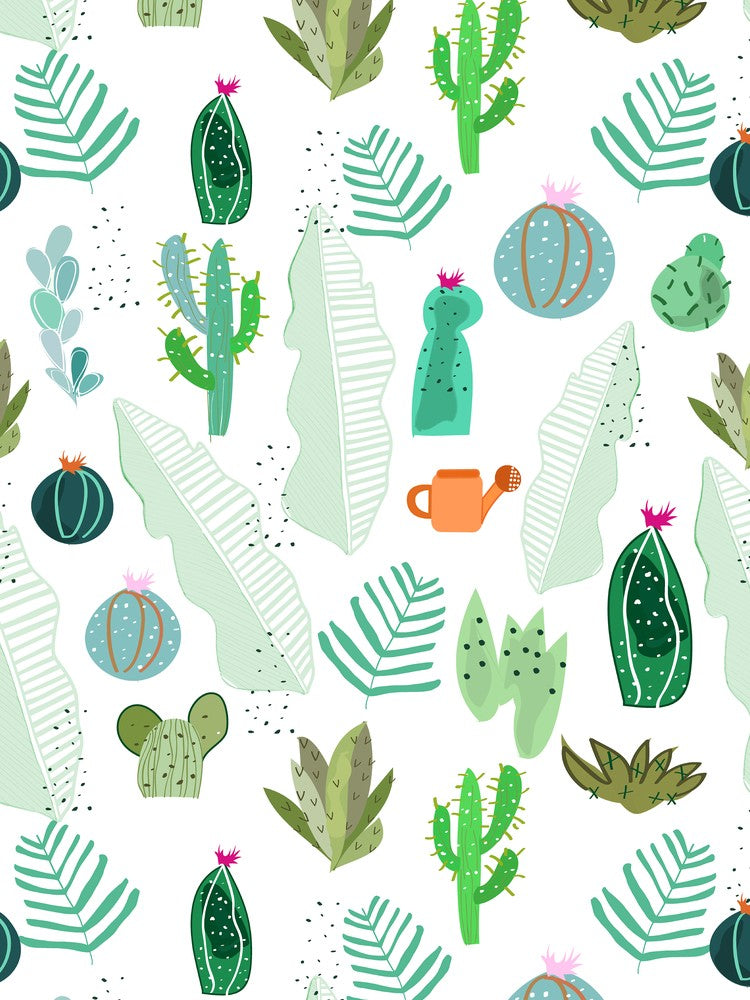 Cactus And Flowers Tropical Pattern