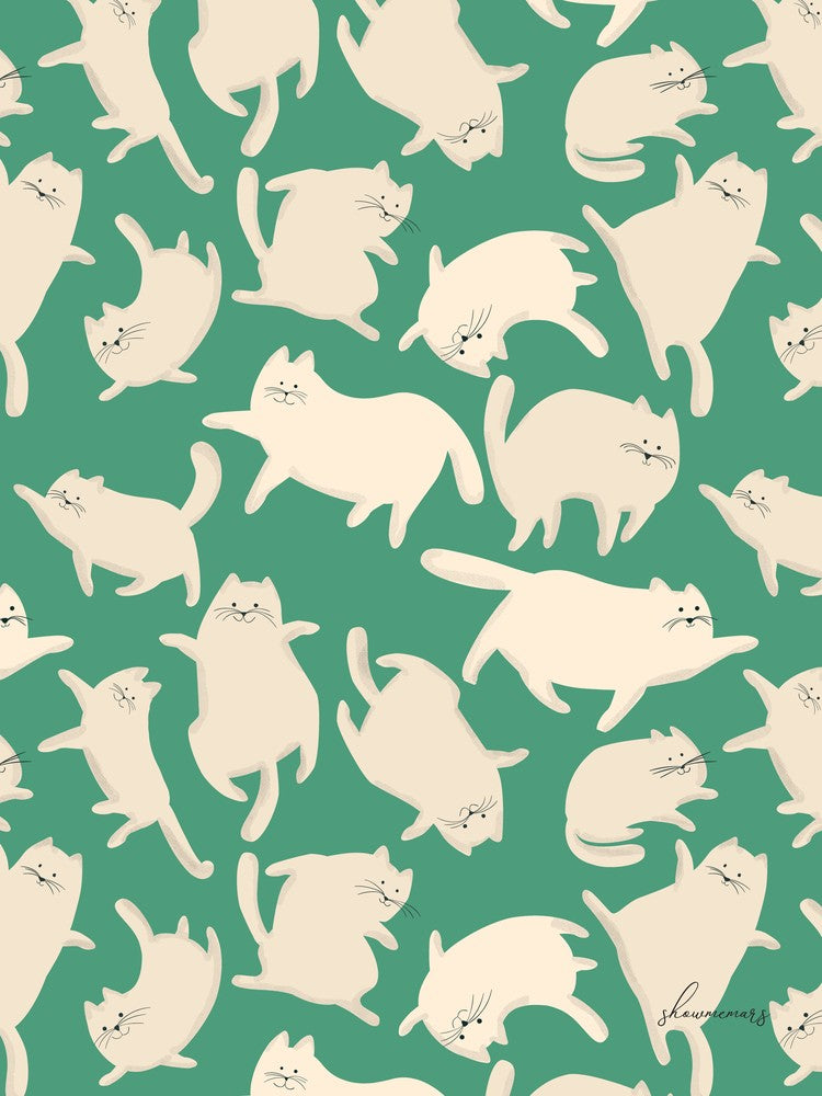 Cats Green Pattern