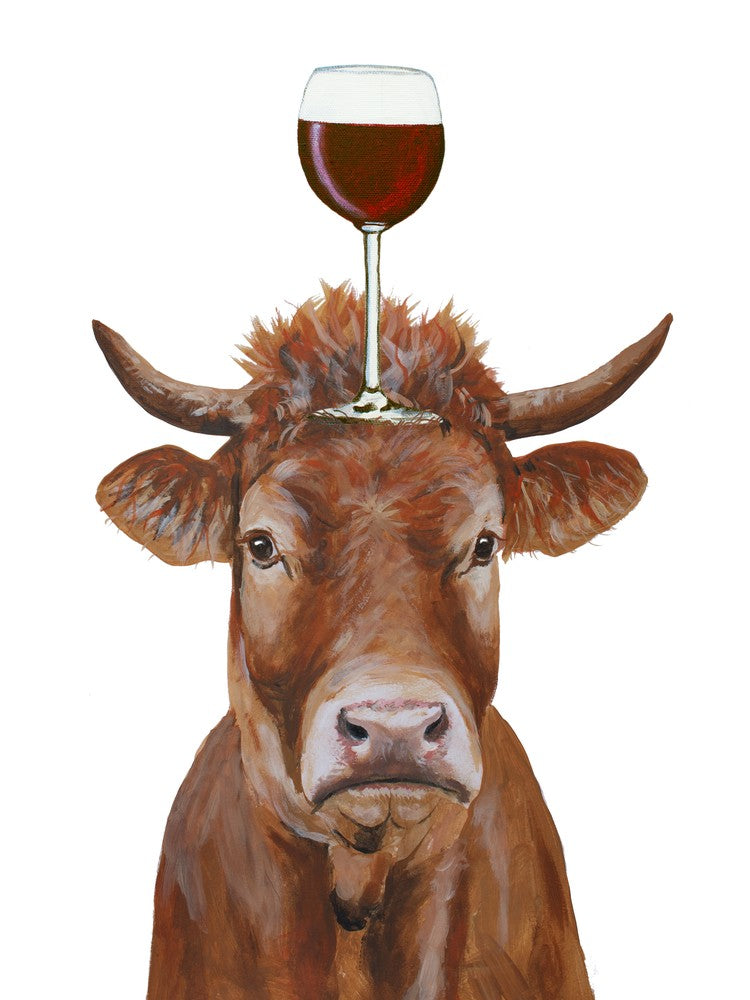 Cow With Wineglass Dining Room art print